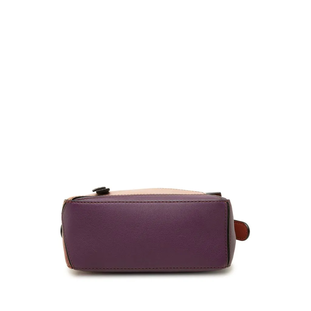 Loewe Mini Tricolor Calfskin Puzzle Satchel Brown Leather Good - Inside View