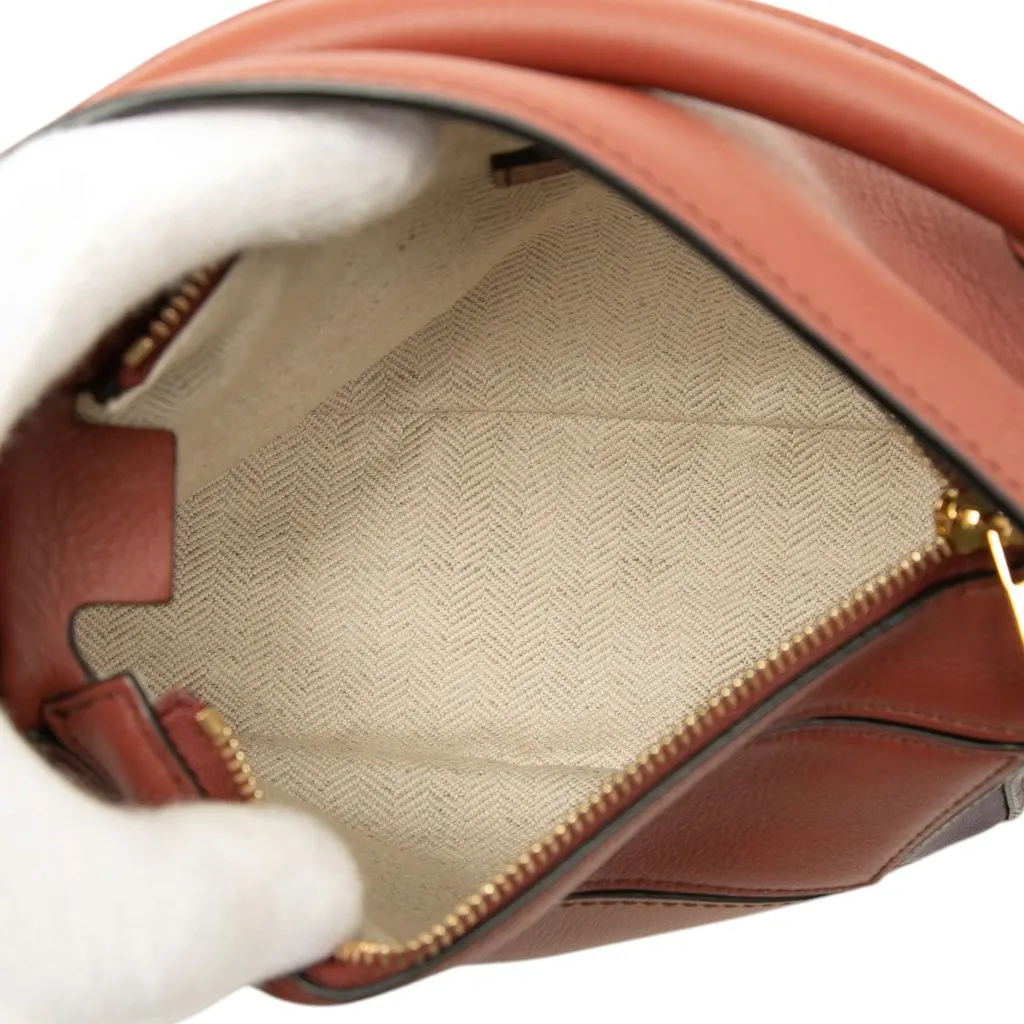 Loewe Mini Tricolor Calfskin Puzzle Satchel Brown Leather Good - Model View