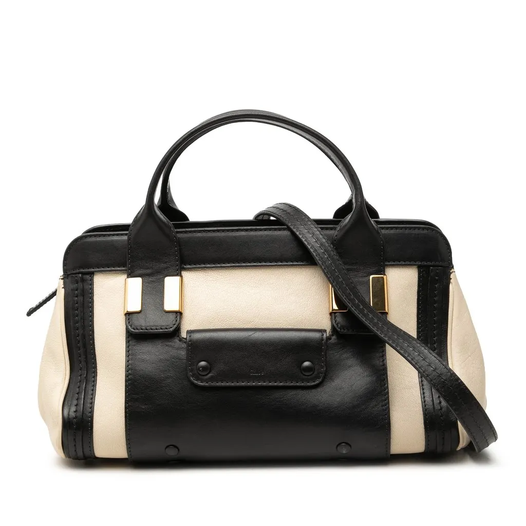 Chloé Small Bicolor Leather Alice Satchel Beige Leather Very good - Front View