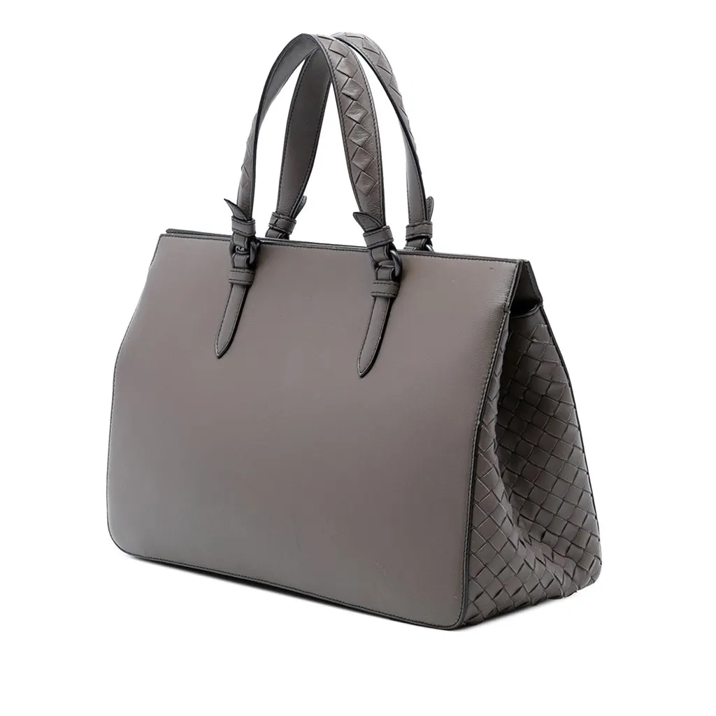 Bottega Veneta Intrecciato Trimmed Leather Ellittica Tote Brown Leather Very good - Back View