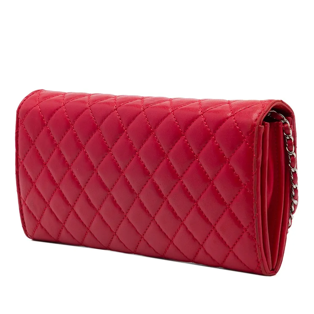 Chanel Classic Lambskin East West Wallet on Chain Red Leather Very good - Back View