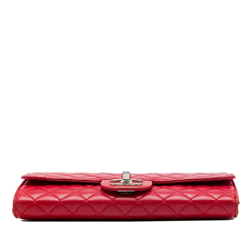 Chanel Classic Lambskin East West Wallet on Chain Red Leather Very good - Inside View