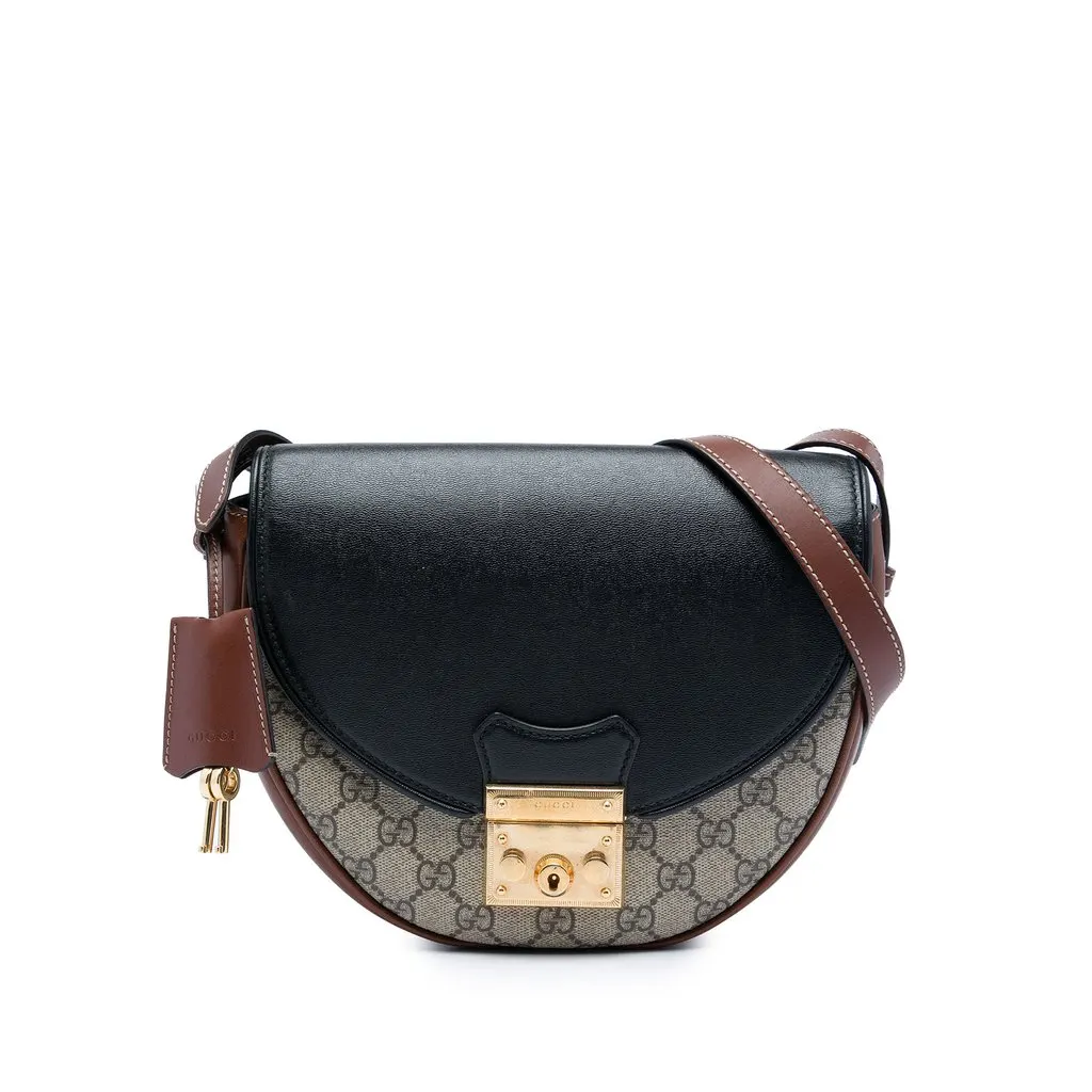 Gucci GG Supreme Saddle Padlock Crossbody Beige Very good - Front View