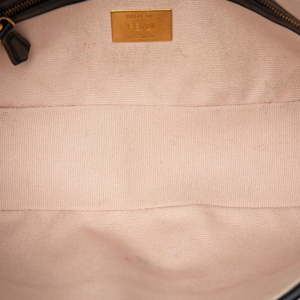 Fendi Zucca Embroidered Canvas Baguette Satchel Pink Very good - Model View