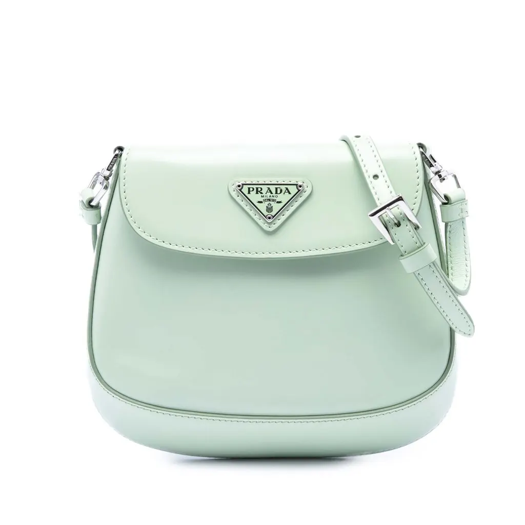 Prada Mini Brushed Leather Cleo Bag Green Leather Very good - Front View