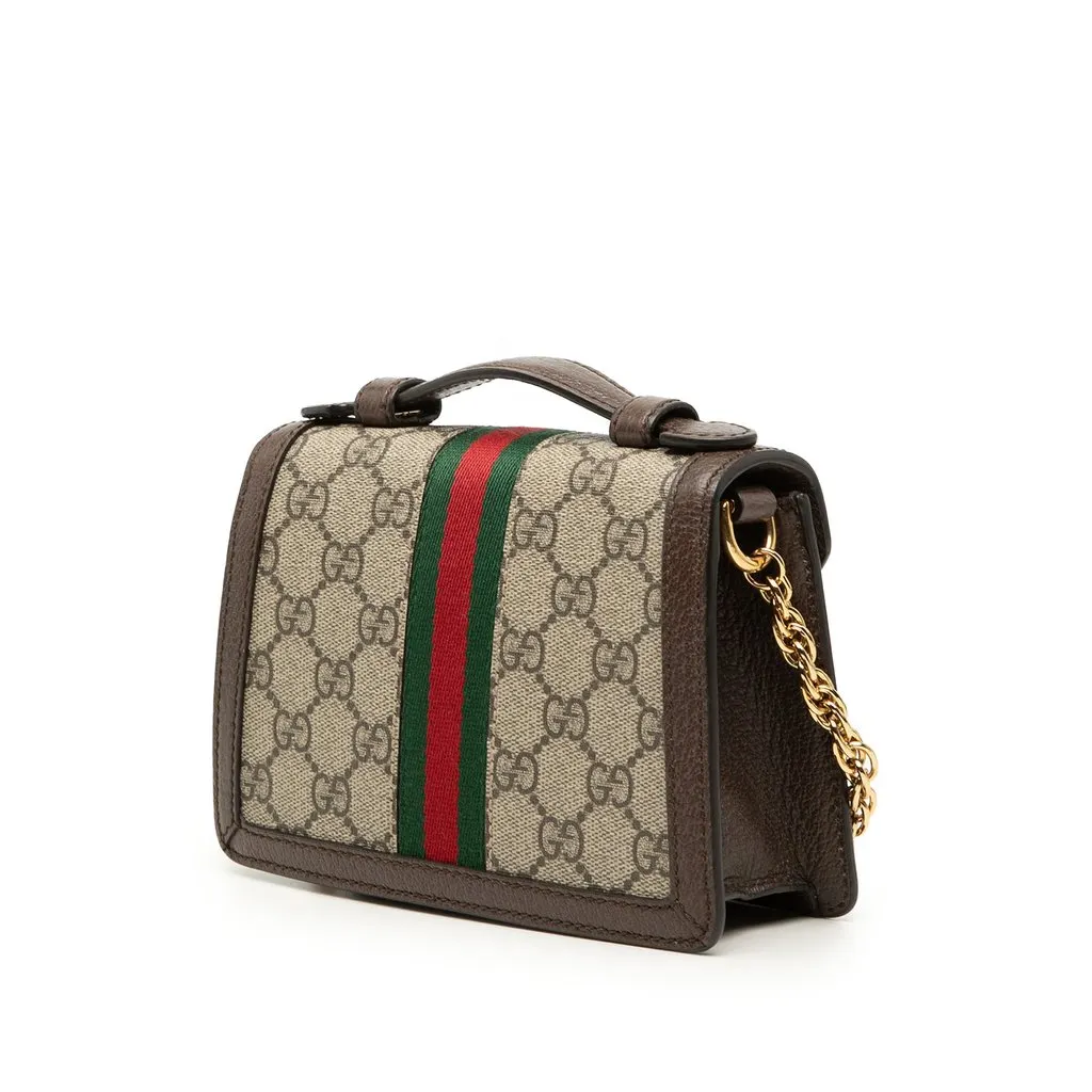 Gucci Small GG Supreme Web Ophidia Top Handle Bag Beige Very good - Back View