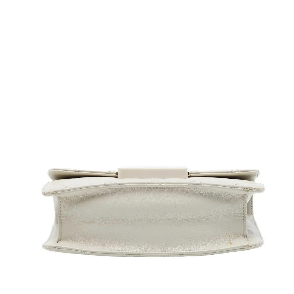 Chanel Mini Sheepskin Beauty Lock Flap White Leather Good - Inside View