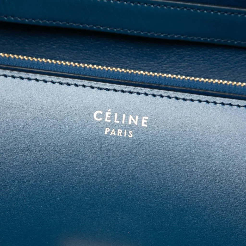 Celine Medium Calfskin Classic Box Blue Leather Very good - Box View