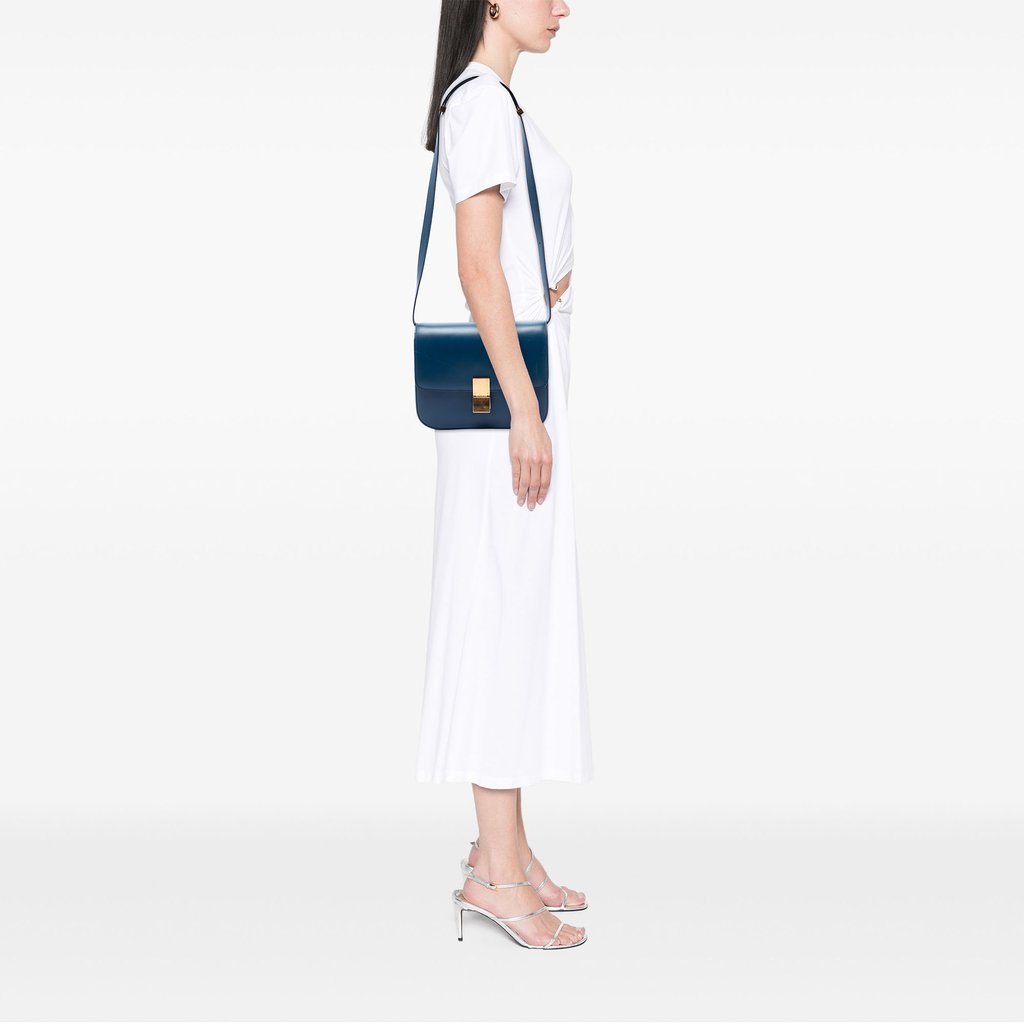 Celine Medium Calfskin Classic Box Blue Small Leather