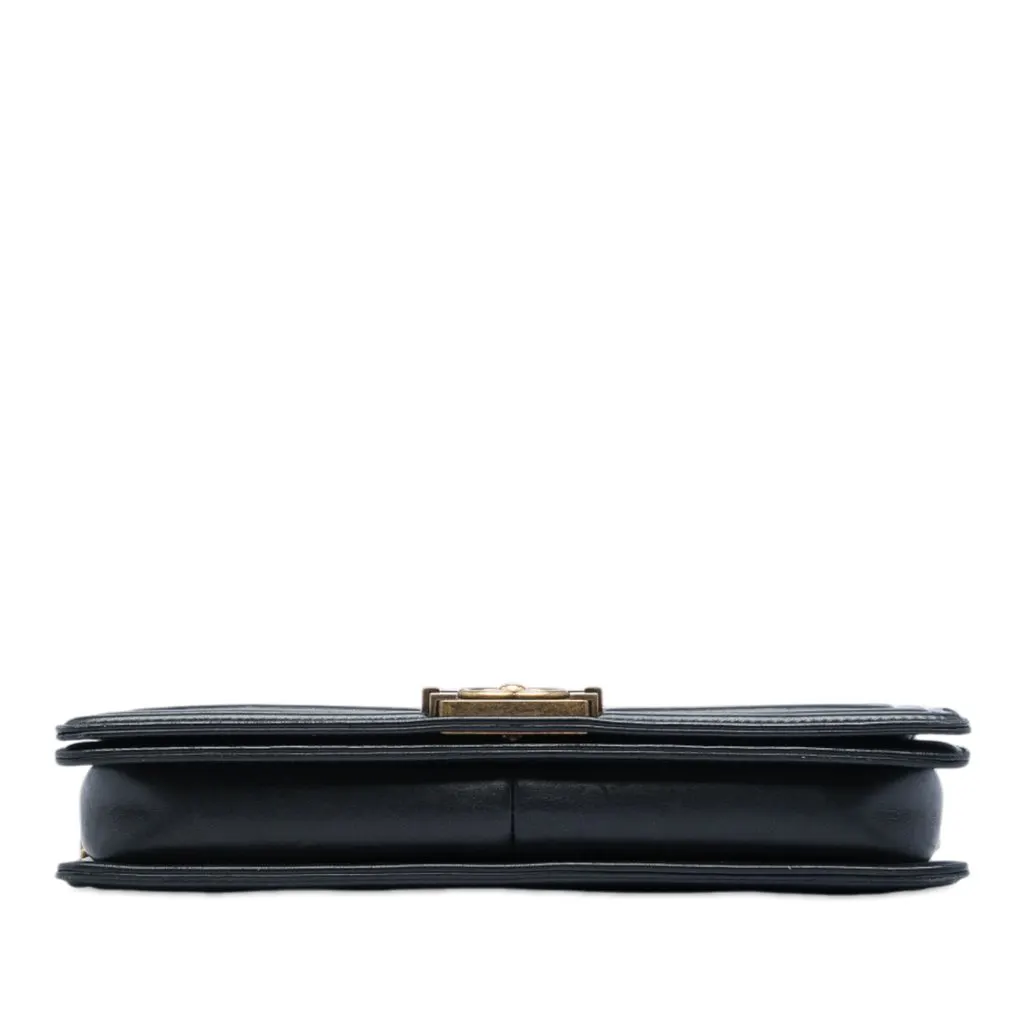 Chanel Multicolor Quilted Lambskin Crest East West Boy Flap Green Leather Very good - Inside View