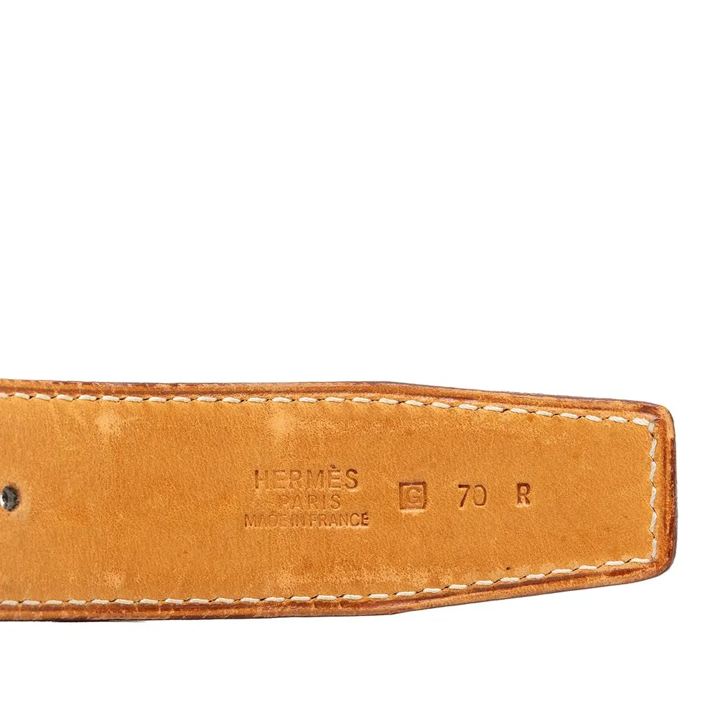 Hermès Box Calf and Courchevel Constance H Reversible Belt Black Leather Very good - Model View