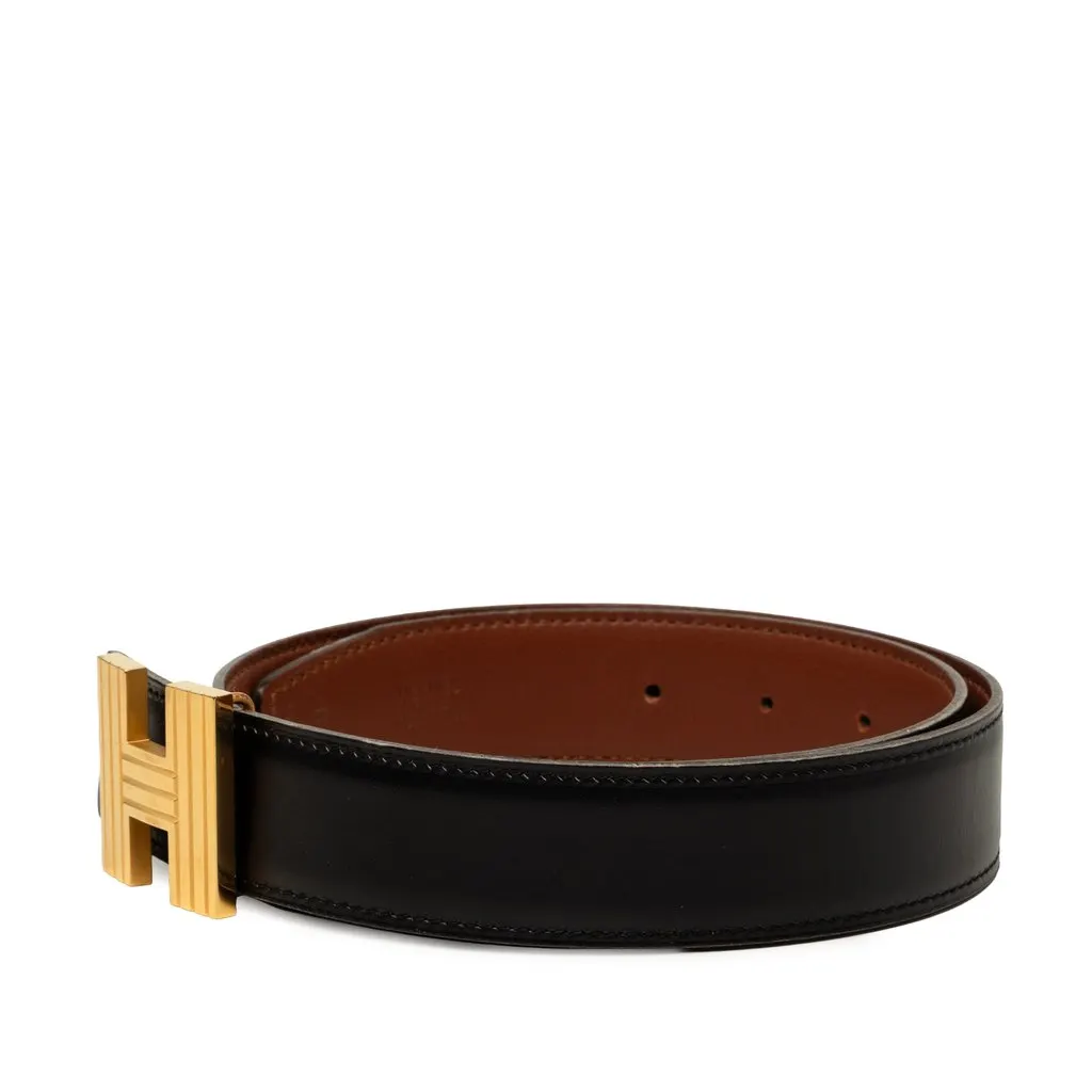 Hermès Box Calf Cadena H Reversible Belt Black Leather Very good - Back View