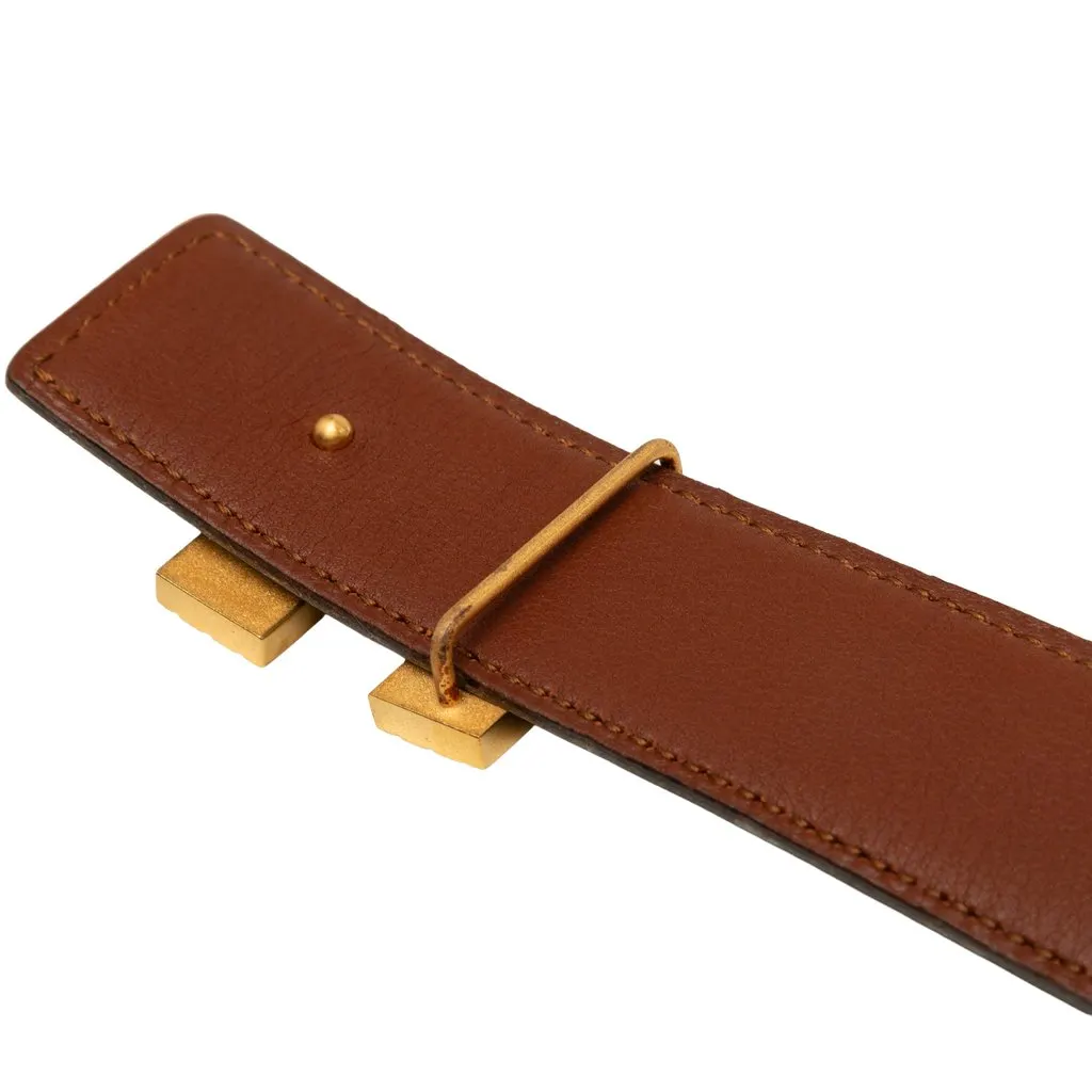 Hermès Box Calf Cadena H Reversible Belt Black Leather Very good - Box View