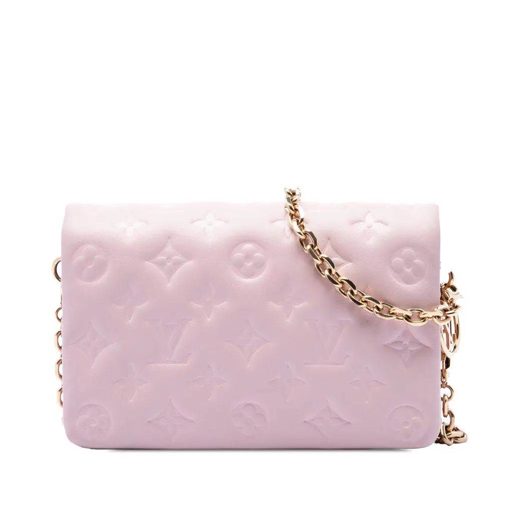 Louis Vuitton Monogram Embossed Lambskin Pochette Coussin Pink Leather Very good - Front View