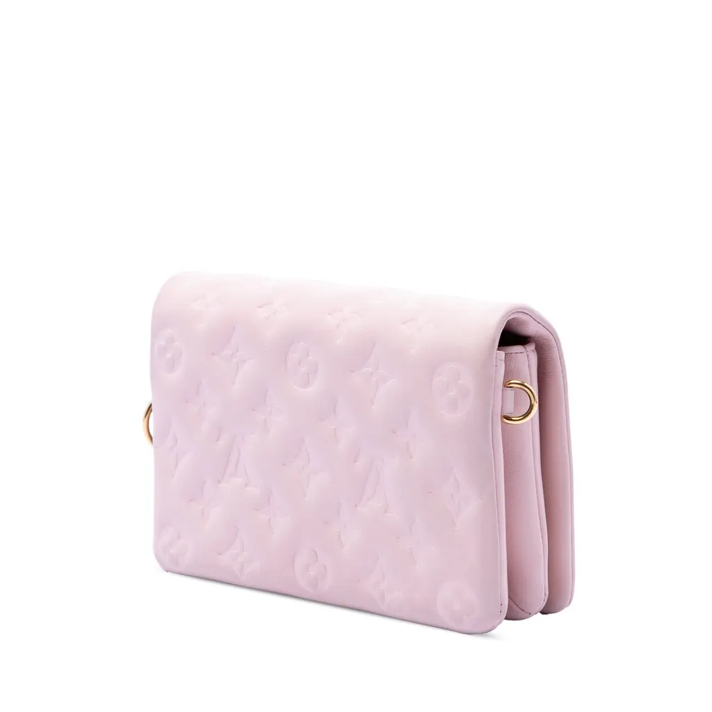 Louis Vuitton Monogram Embossed Lambskin Pochette Coussin Pink Leather Very good - Back View