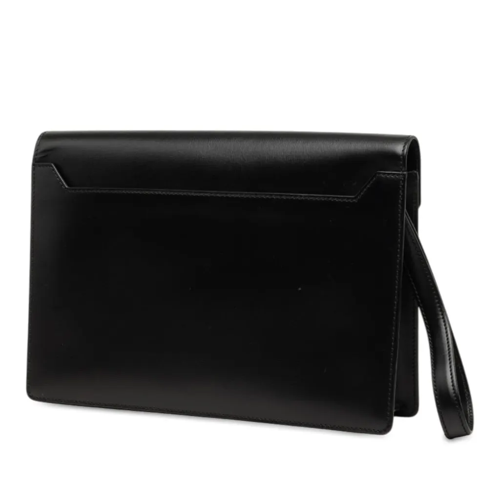 Loewe Leather Anagram Envelope Wristlet Clutch Black Leather Good - Back View