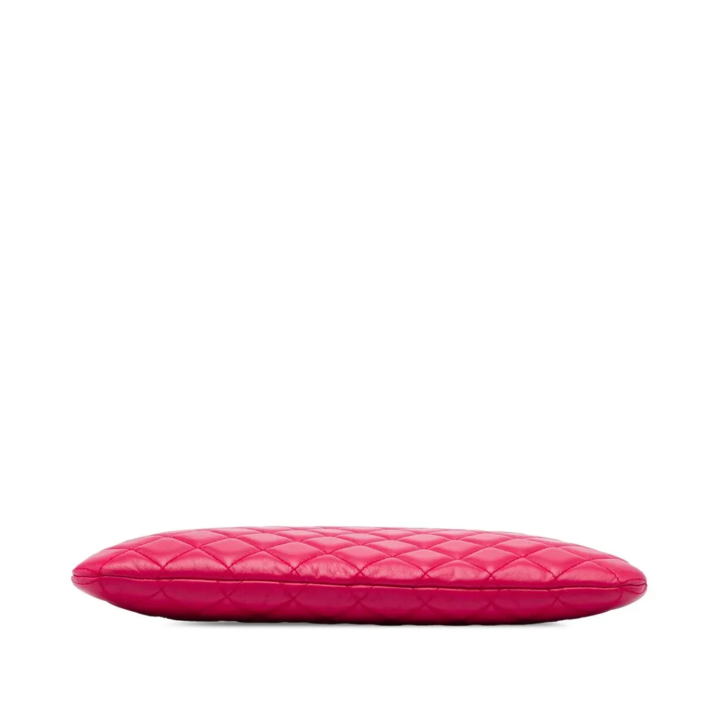 Chanel Medium Quilted Lambskin Boy O Case Clutch Red Leather Very good - Inside View