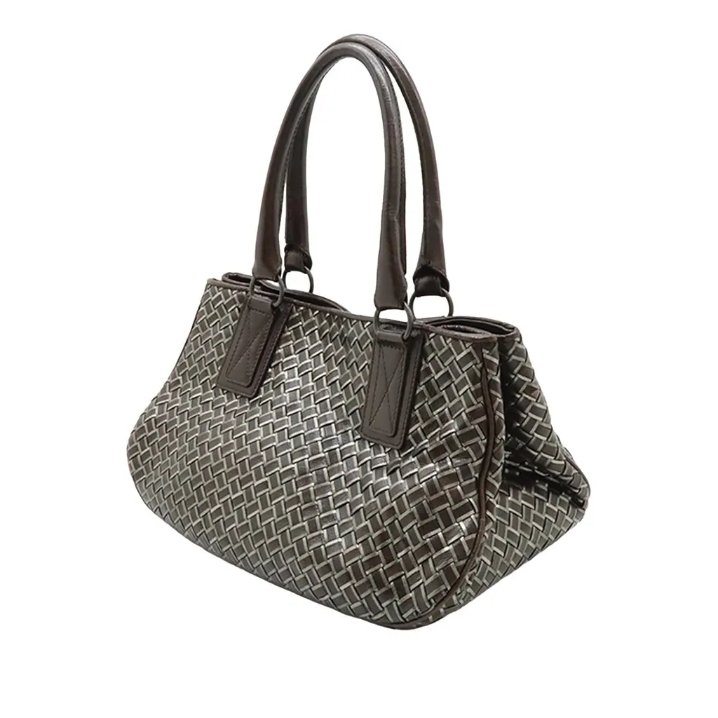 Bottega Veneta Metallic Nappa Intrecciato Handbag Brown Leather Very good - Back View