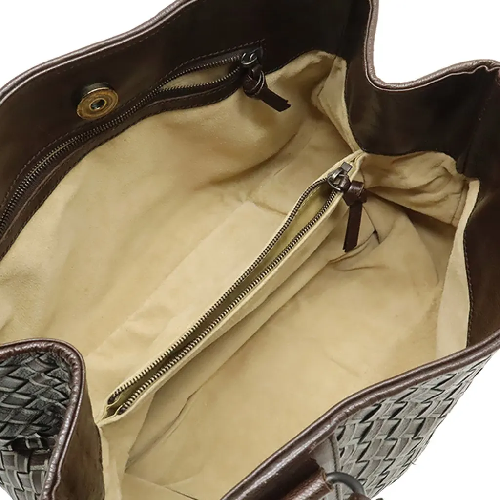 Bottega Veneta Metallic Nappa Intrecciato Handbag Brown Leather Very good - Inside View