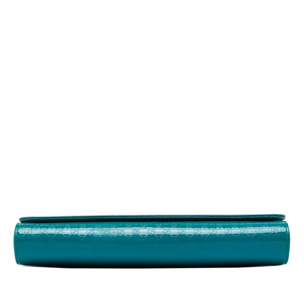 Gucci Microguccissima Patent Broadway Clutch Blue Leather Very good - Inside View