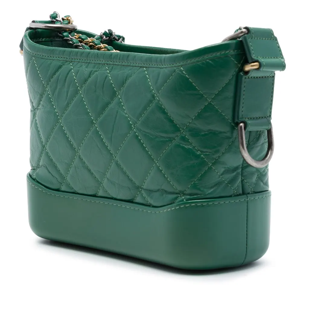Chanel Small Aged Calfskin Gabrielle Crossbody Green Leather Very good - Back View