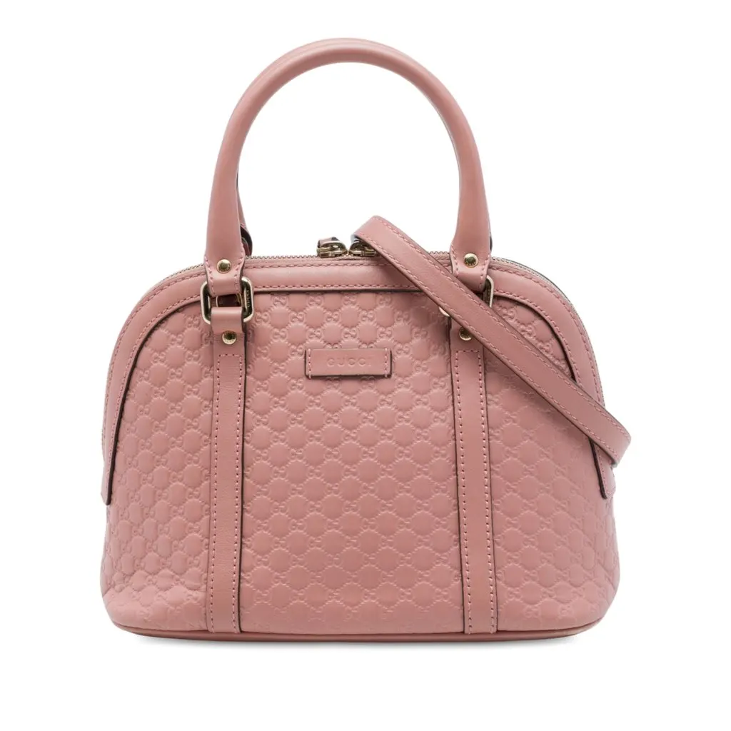 Gucci Mini Microguccissima Dome Satchel Pink Leather Good - Front View