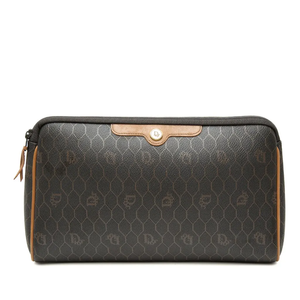 Dior Honeycomb Coated Canvas Clutch Black Canvas Very good - Front View