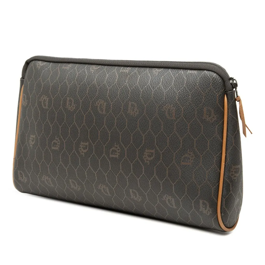 Dior Honeycomb Coated Canvas Clutch Black Canvas Very good - Back View