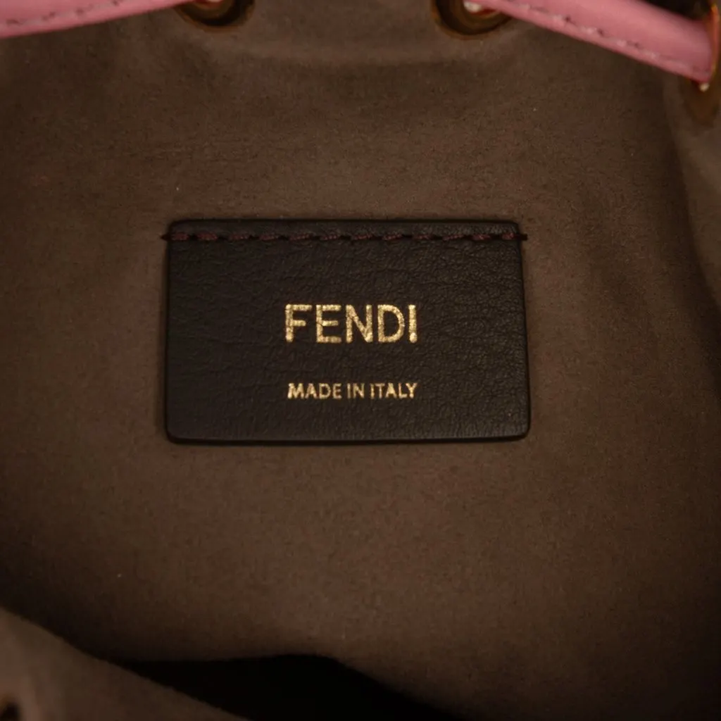 Fendi Mini Pequin Raffia F is Fendi Mon Tresor Bucket Bag Pink Rattan Very good - Box View
