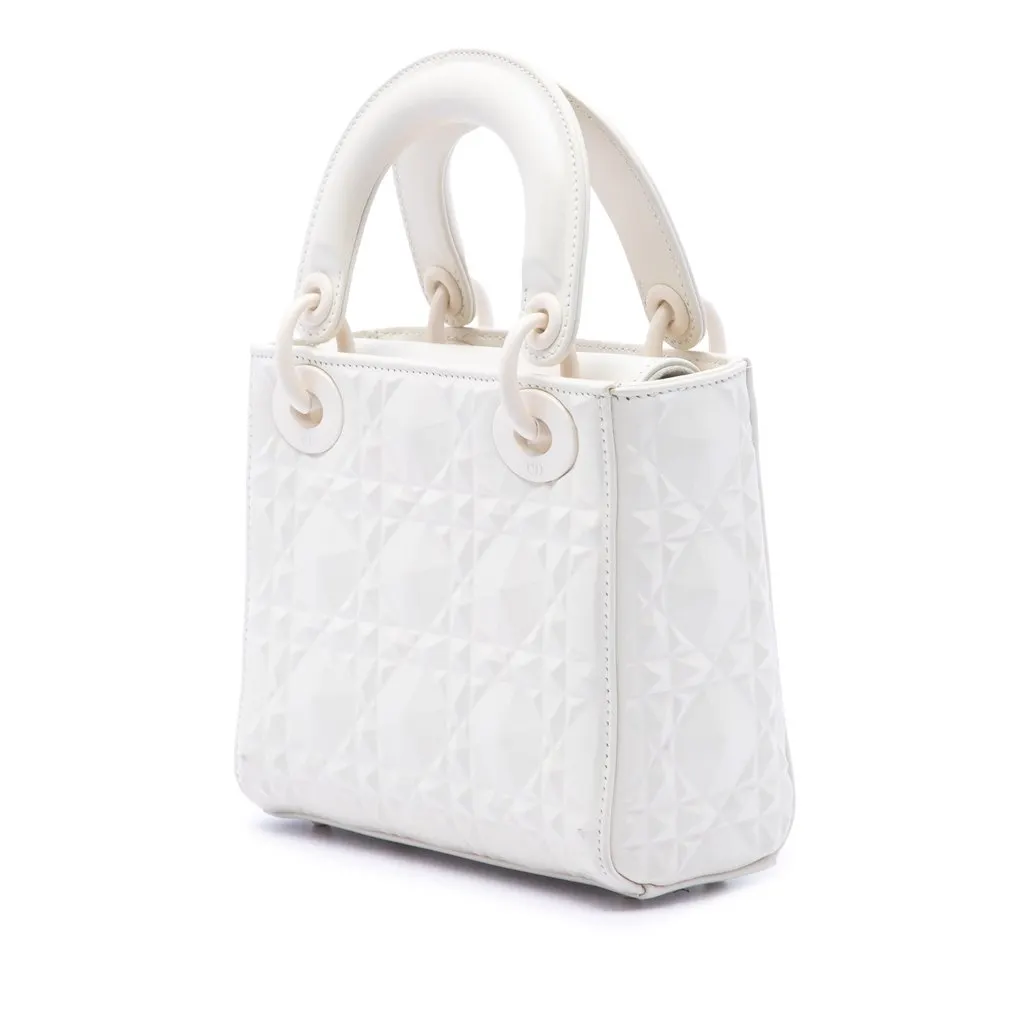 Dior Mini Ultra Matte Calfskin Diamond Cannage Lady Dior White Leather Very good - Back View