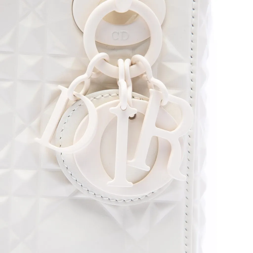 Dior Mini Ultra Matte Calfskin Diamond Cannage Lady Dior White Leather Very good - Box View