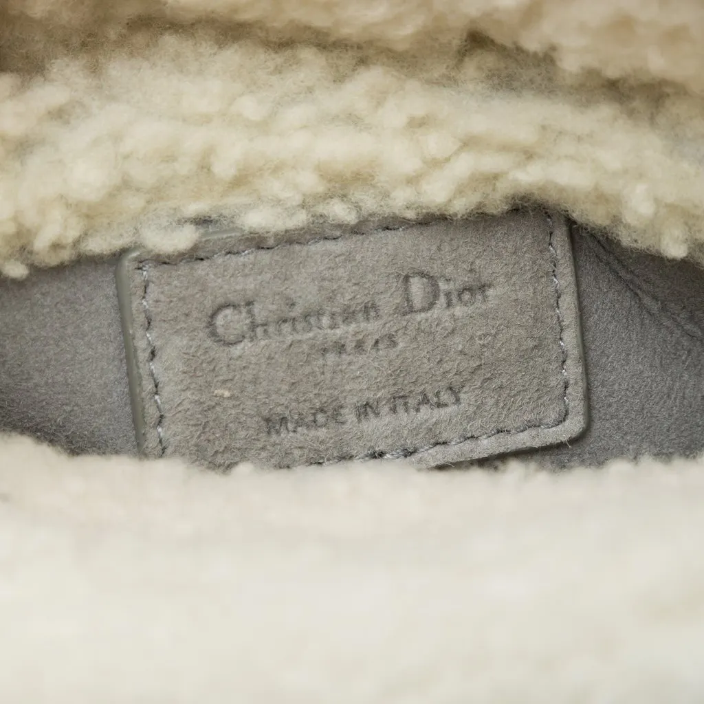 Dior Mini Shearling Trimmed Suede Cannage Lady Dior Grey Suede Very good - Box View