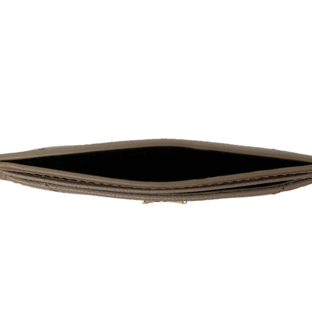 Saint Laurent Grain de Poudre Cassandre Matelasse Card Case Beige Leather Very good - Model View