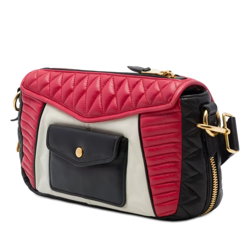 Miu Miu Tricolor Nappa Biker Twin Pocket Crossbody Red Leather Very good - Back View