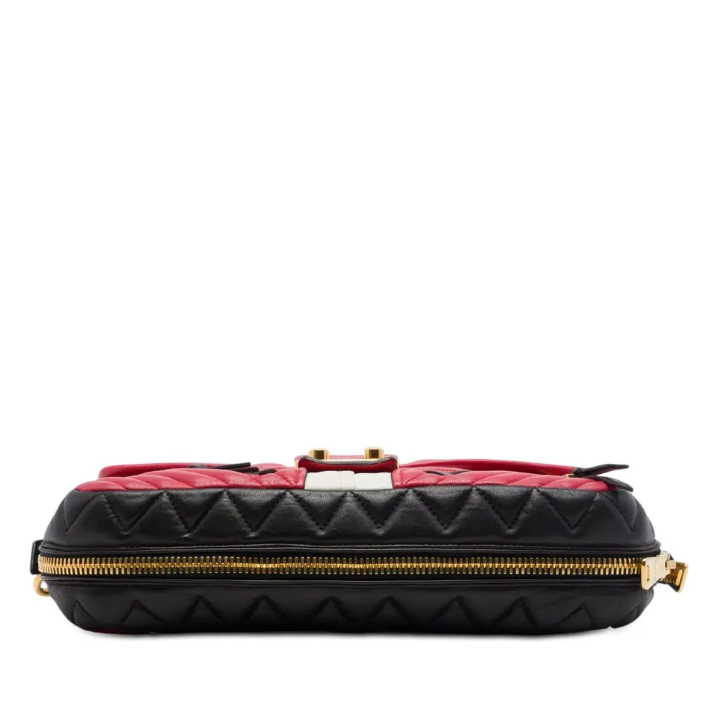 Miu Miu Tricolor Nappa Biker Twin Pocket Crossbody Red Leather Very good - Inside View