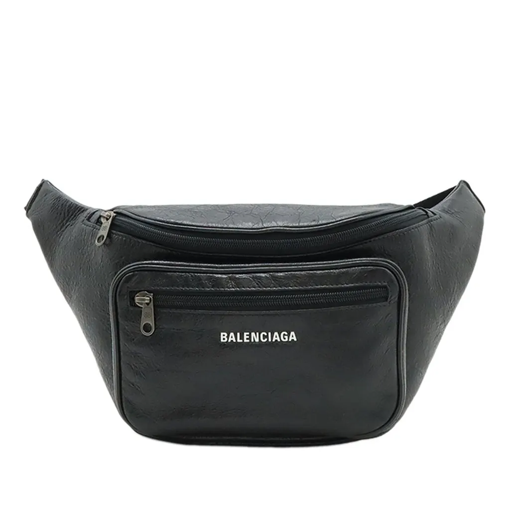Balenciaga Leather Explorer Belt Bag Black Leather Very good - Front View