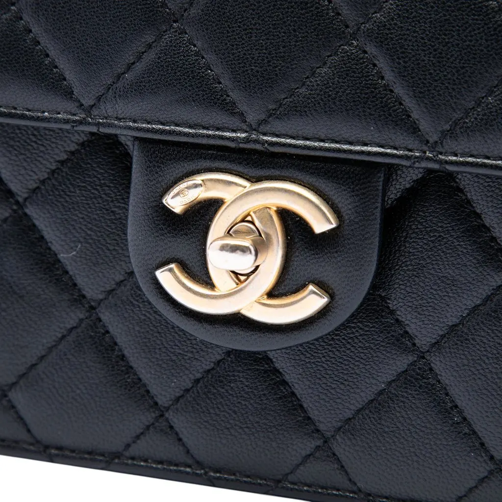 Chanel Small Quilted Lambskin Chic Pearls Flap Black Leather Very good - Box View
