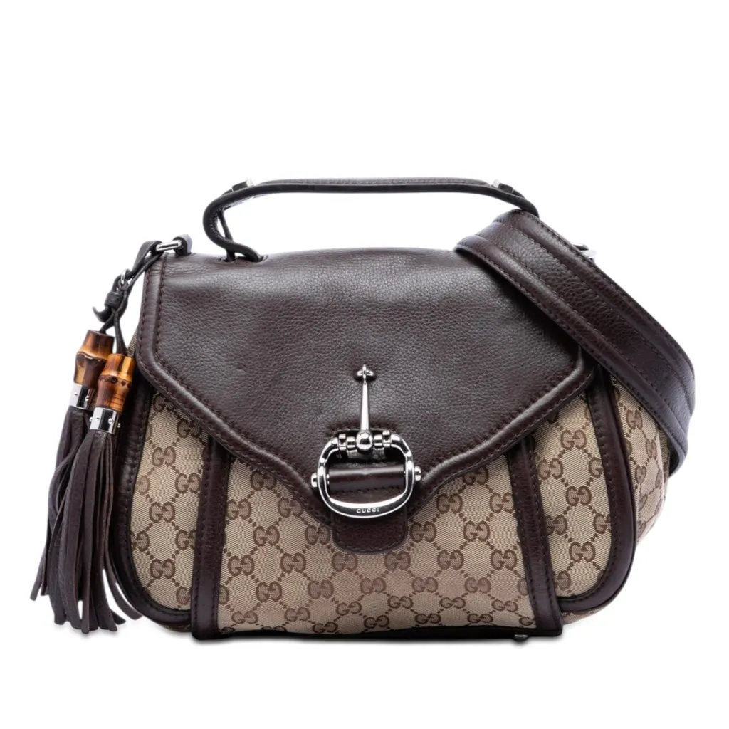Gucci GG Canvas Techno Horsebit Top Handle Bag Beige Very good - Front View