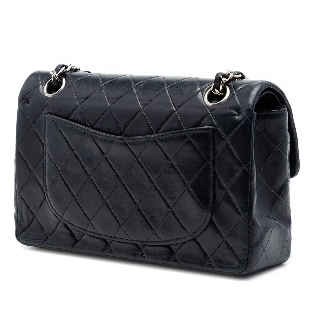 Chanel Small Classic Lambskin Double Flap Black Leather Very good - Back View