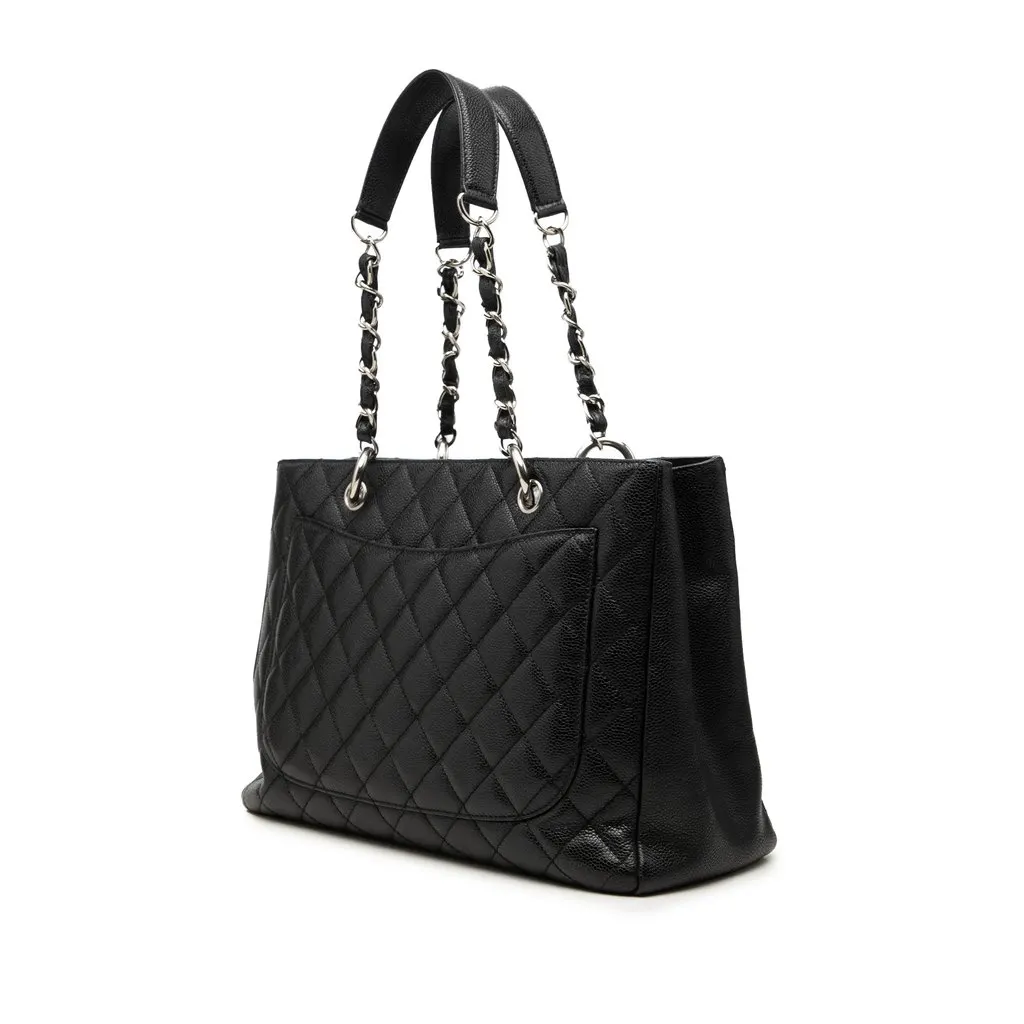 Chanel Caviar Grand Shopping Tote Black Leather Very good - Back View