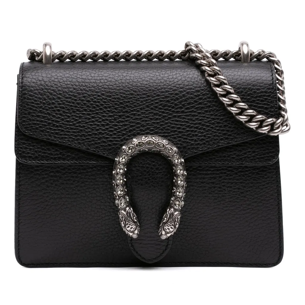 Gucci Small Calfskin Dionysus  Crossbody Black Leather Very good - Front View