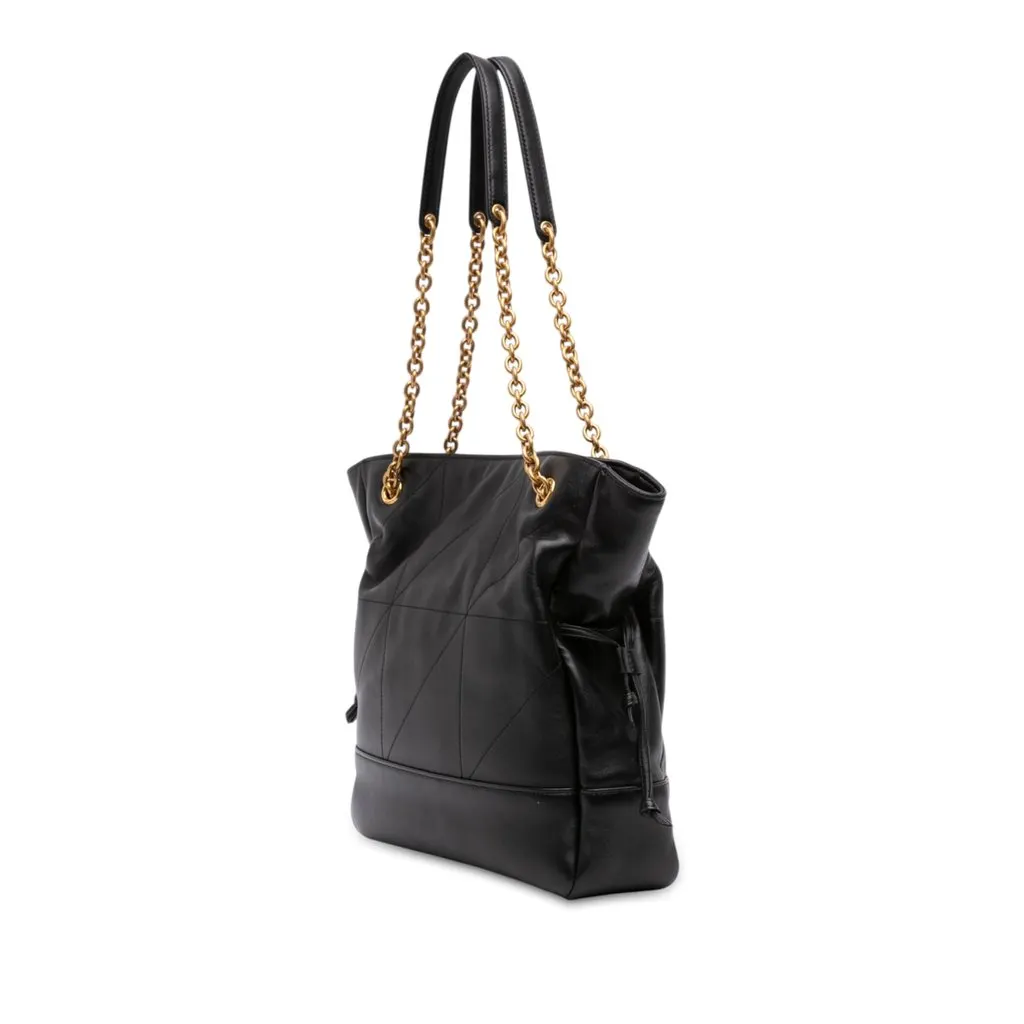 Saint Laurent Small Quilted Lambskin Jamie Shopping Tote Black Leather Very good - Back View
