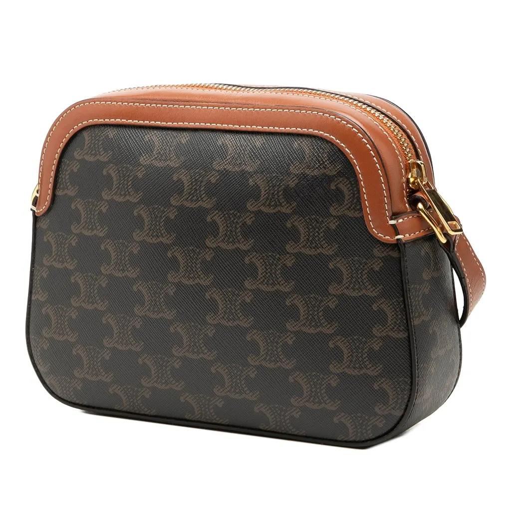 Celine Small Triomphe Coated Canvas Camera Bag Brown Canvas Good - Back View