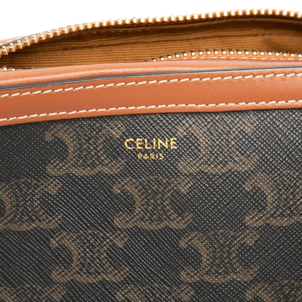 Celine Small Triomphe Coated Canvas Camera Bag Brown Canvas Good - Box View