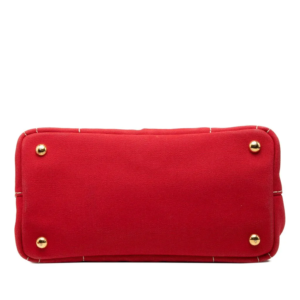 Prada Small Canvas Canapa Logo Tote Red Canvas Very good - Inside View