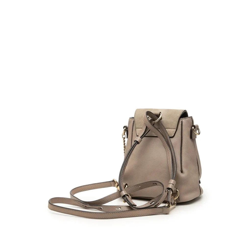 Chloé Mini Calfskin and Suede Faye Backpack Brown Leather Very good - Back View