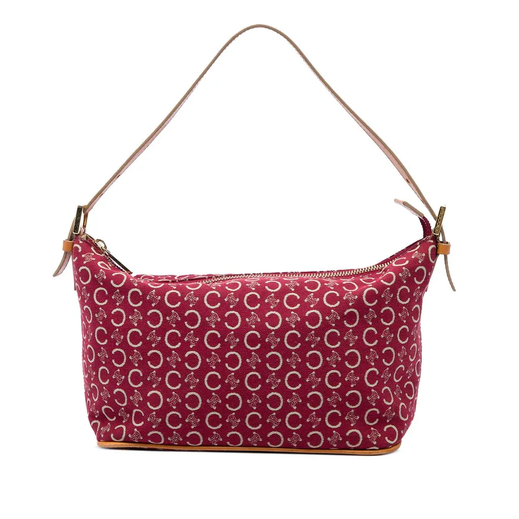 Celine C Macadam Canvas Shoulder Bag Red Canvas Very good - Front View
