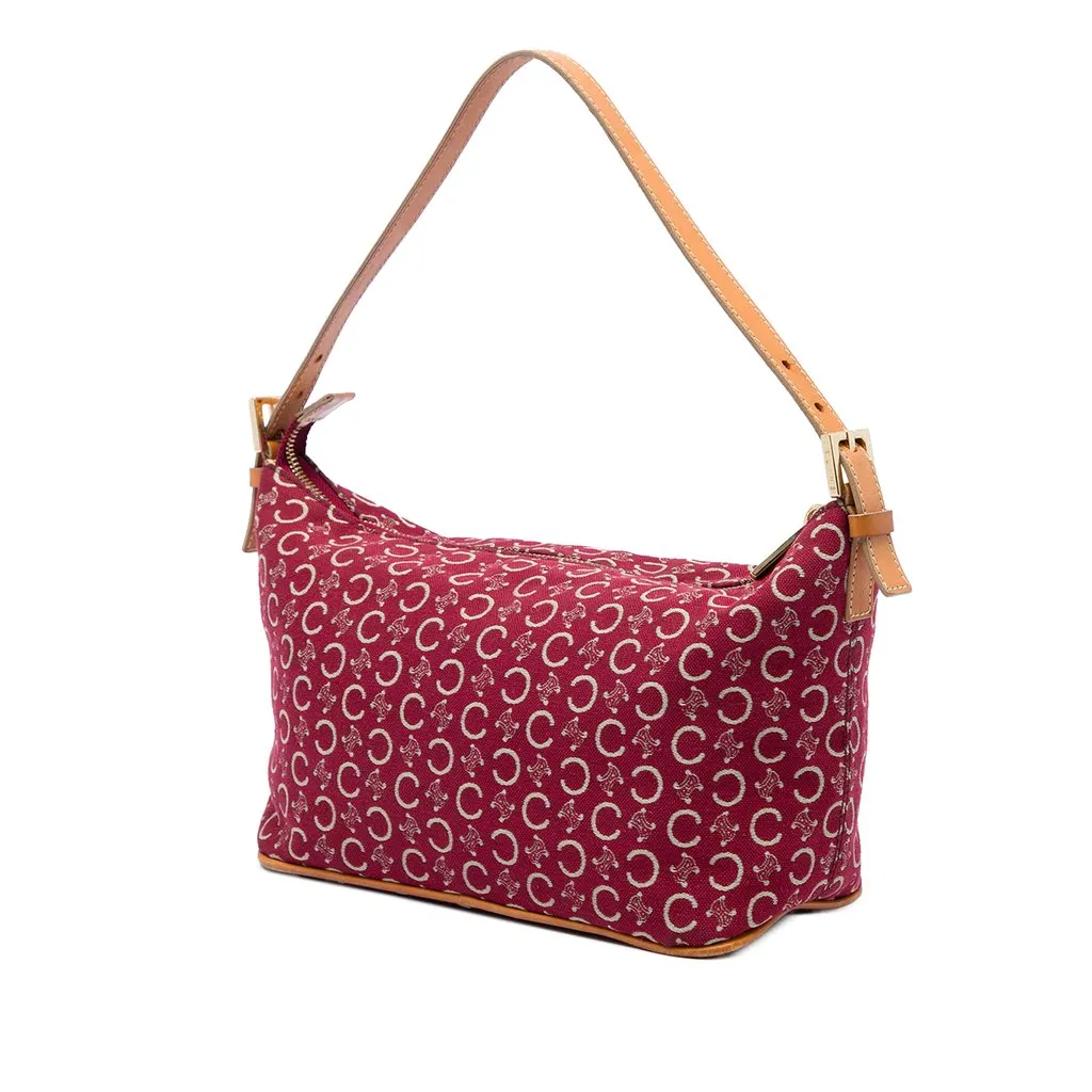 Celine C Macadam Canvas Shoulder Bag Red Canvas Very good - Back View