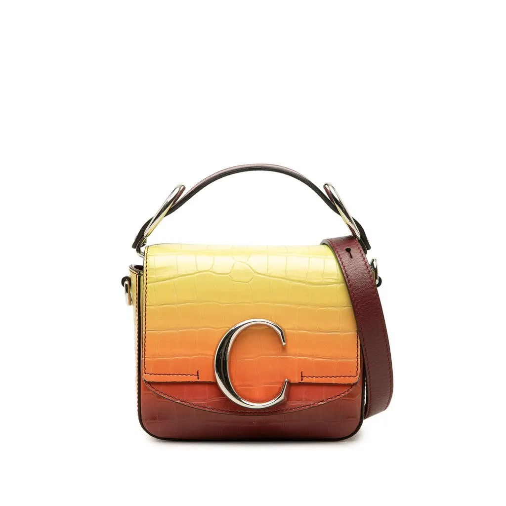 Chloé Mini Ombre Croc Embossed Leather C Satchel Yellow Leather Very good - Front View