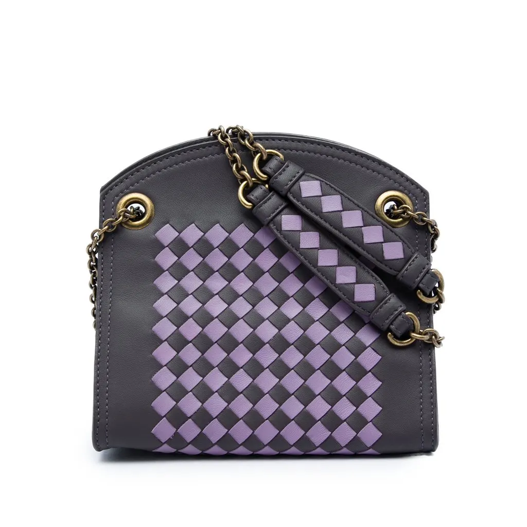 Bottega Veneta Nappa Intrecciato Chain Wallet Grey Leather Good - Front View